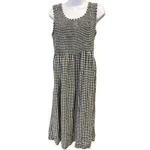 Croft & Barrow Women's Knee-Length Dress Cinched Top Black & White Plaid  Large